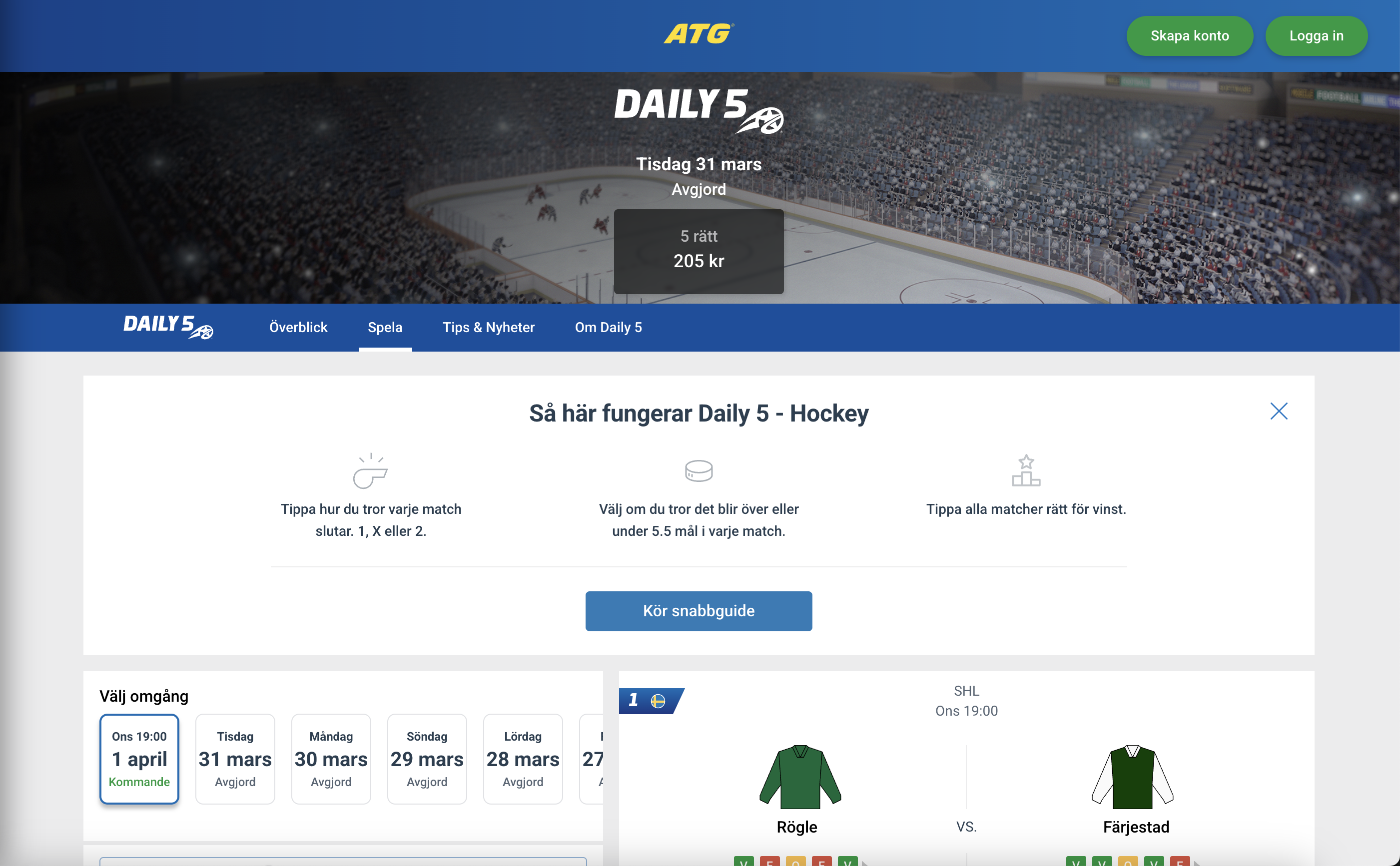 ATG daily 5 hockey