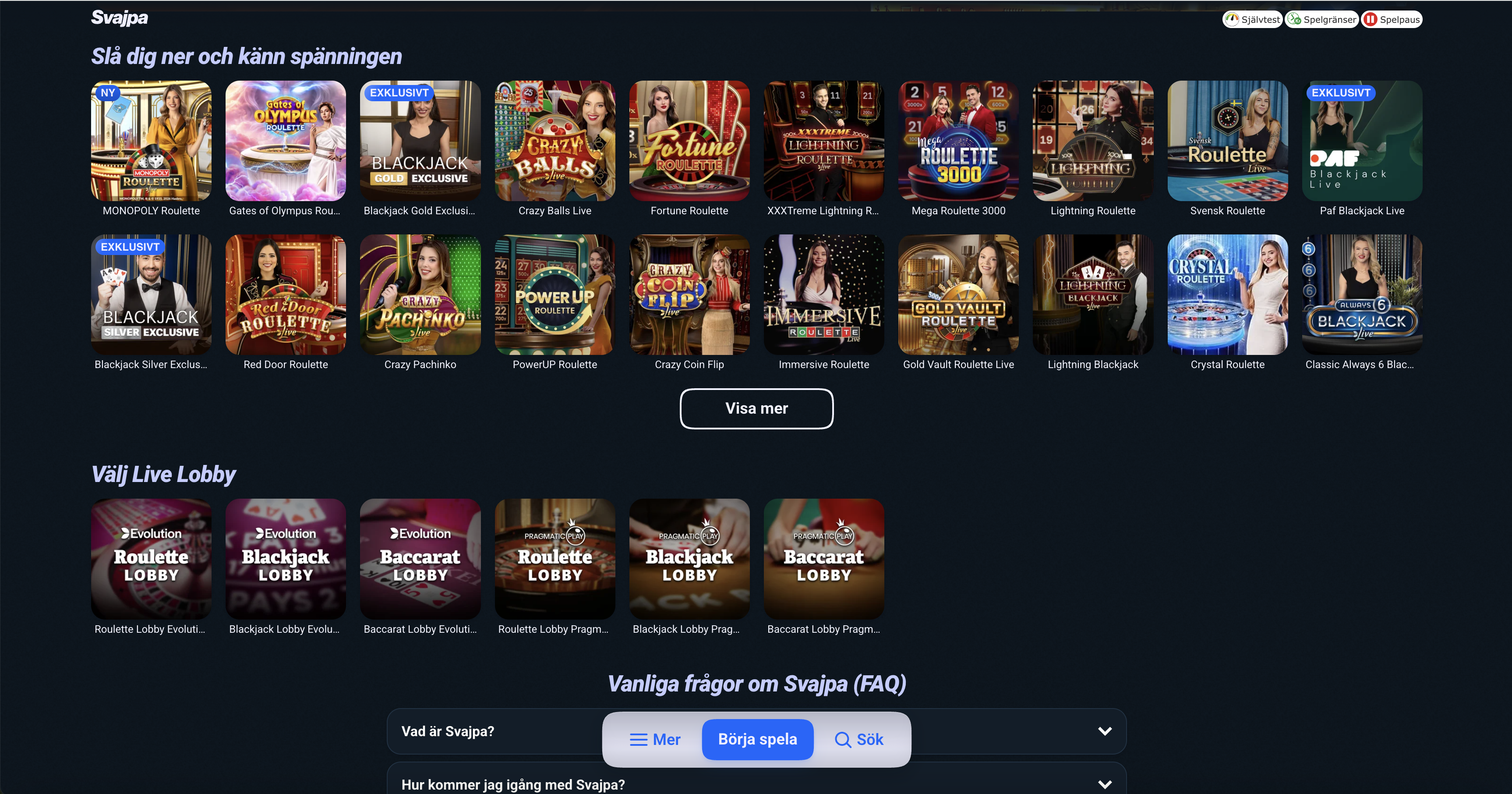 Svajpa live-casino