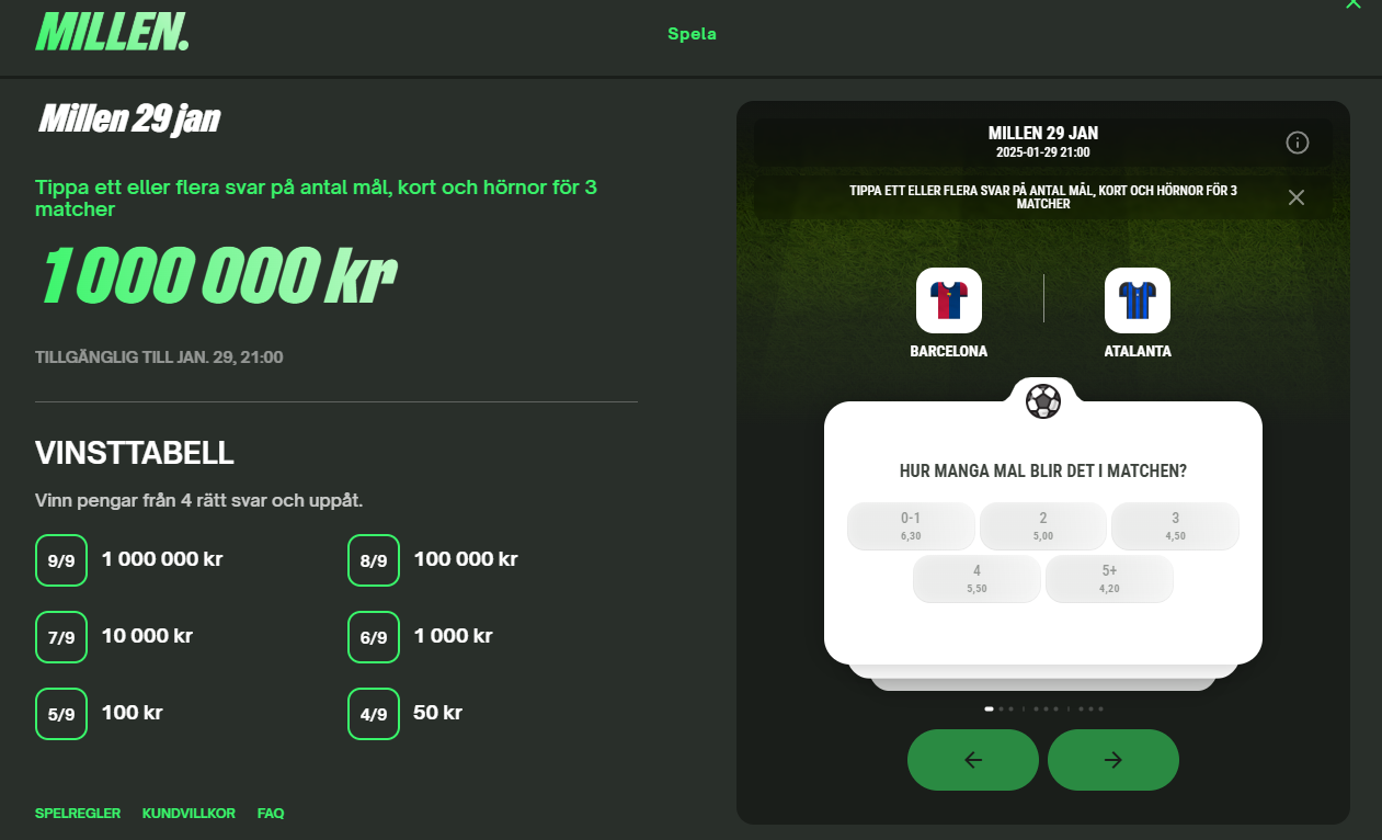 ComeOn Millen: Start