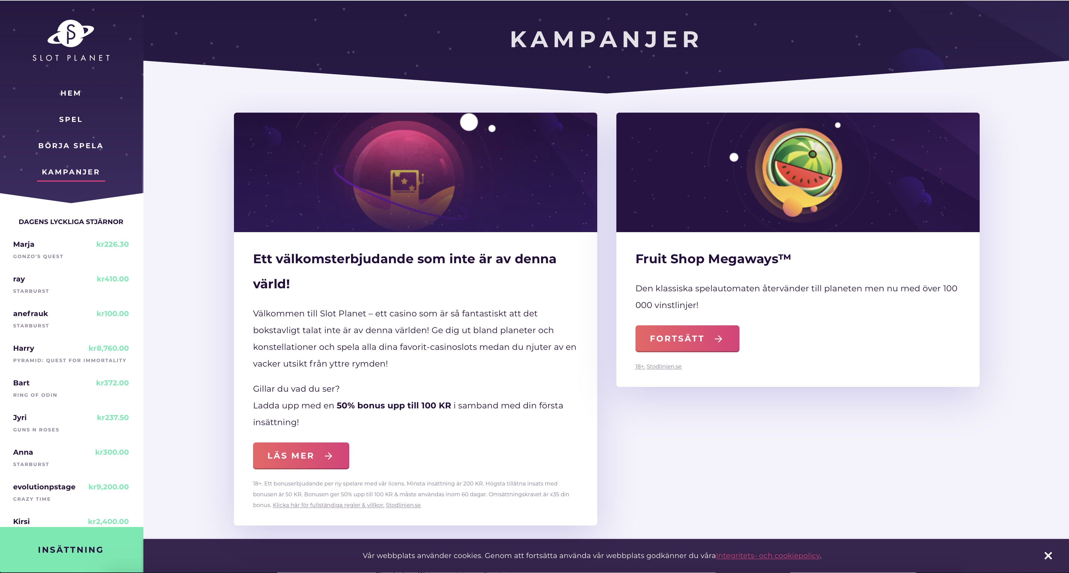 Slot Planet Kampanjer