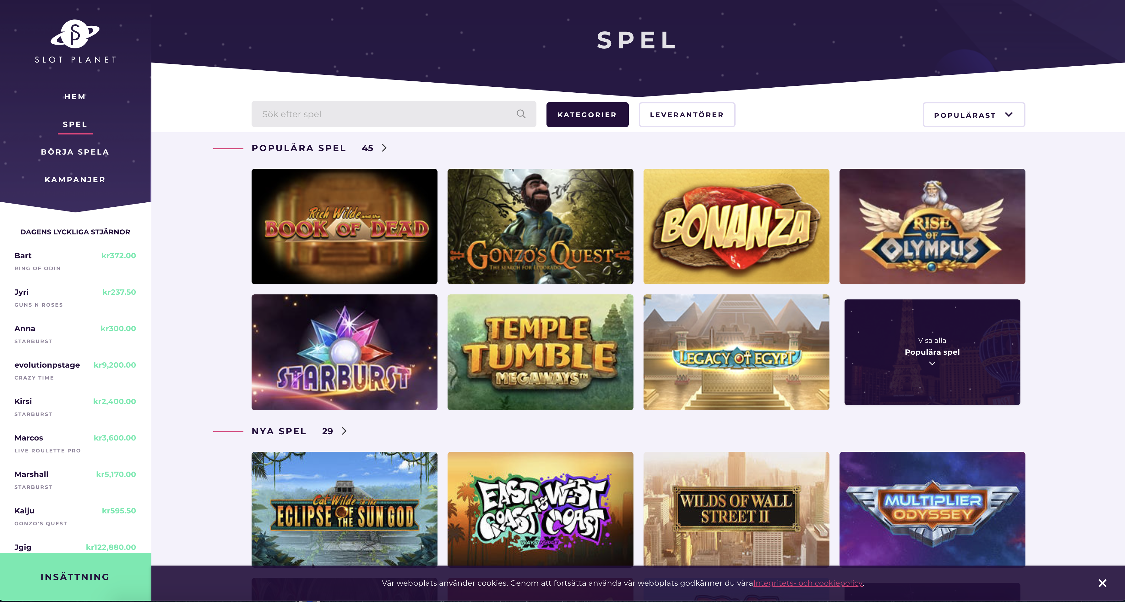 Slot Planet Spel
