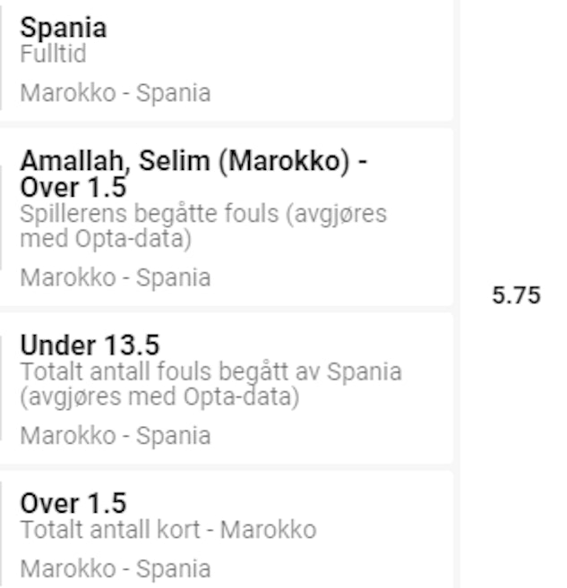 Spelbyggare Marocko - Spanien VM 2022
