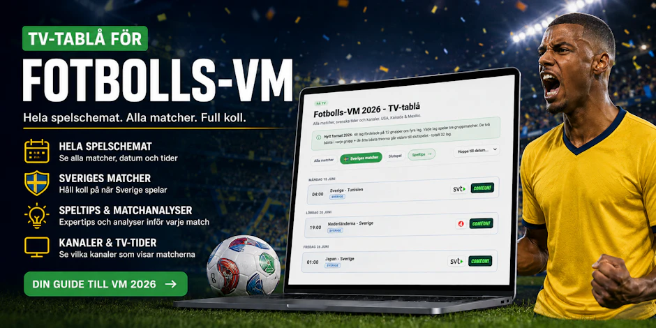 Tv tabla fotbolls vm 2026