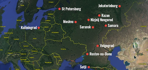 Här spelas Vm2018 Karta Ryssland