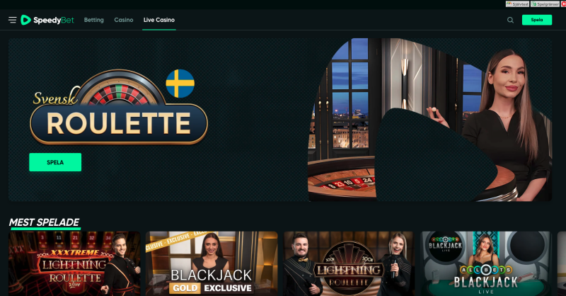 Interfaz de la app Speedybet mostrando juegos y menús