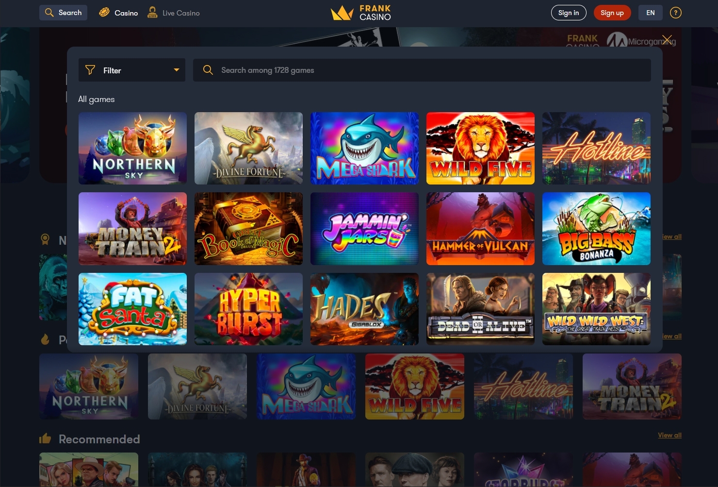 Frank casino search