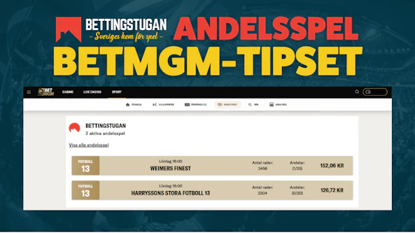 Andelsspel BetMGM - Bettingstugan - BetMGM-Tipset