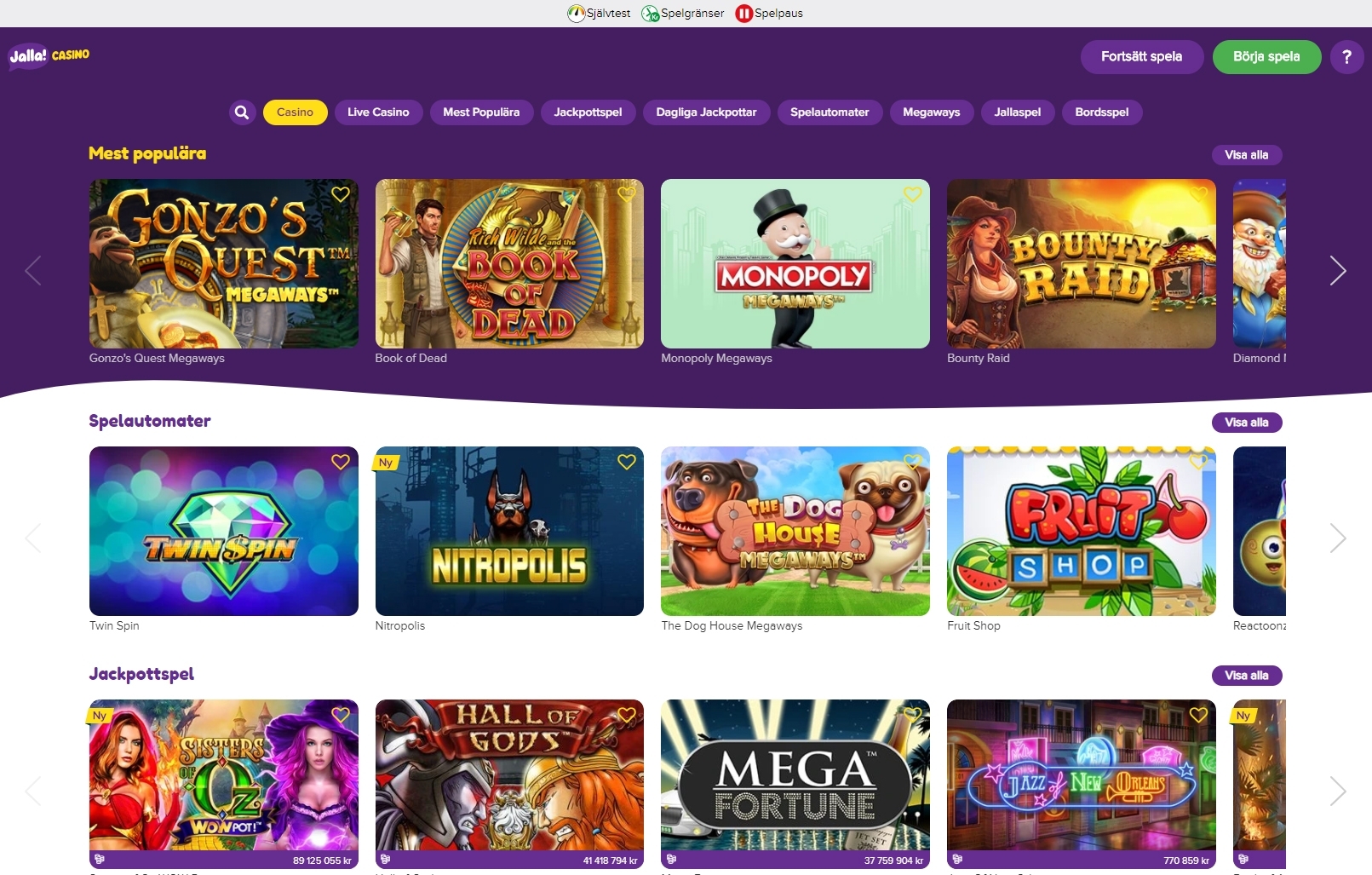 Jalla casino spel