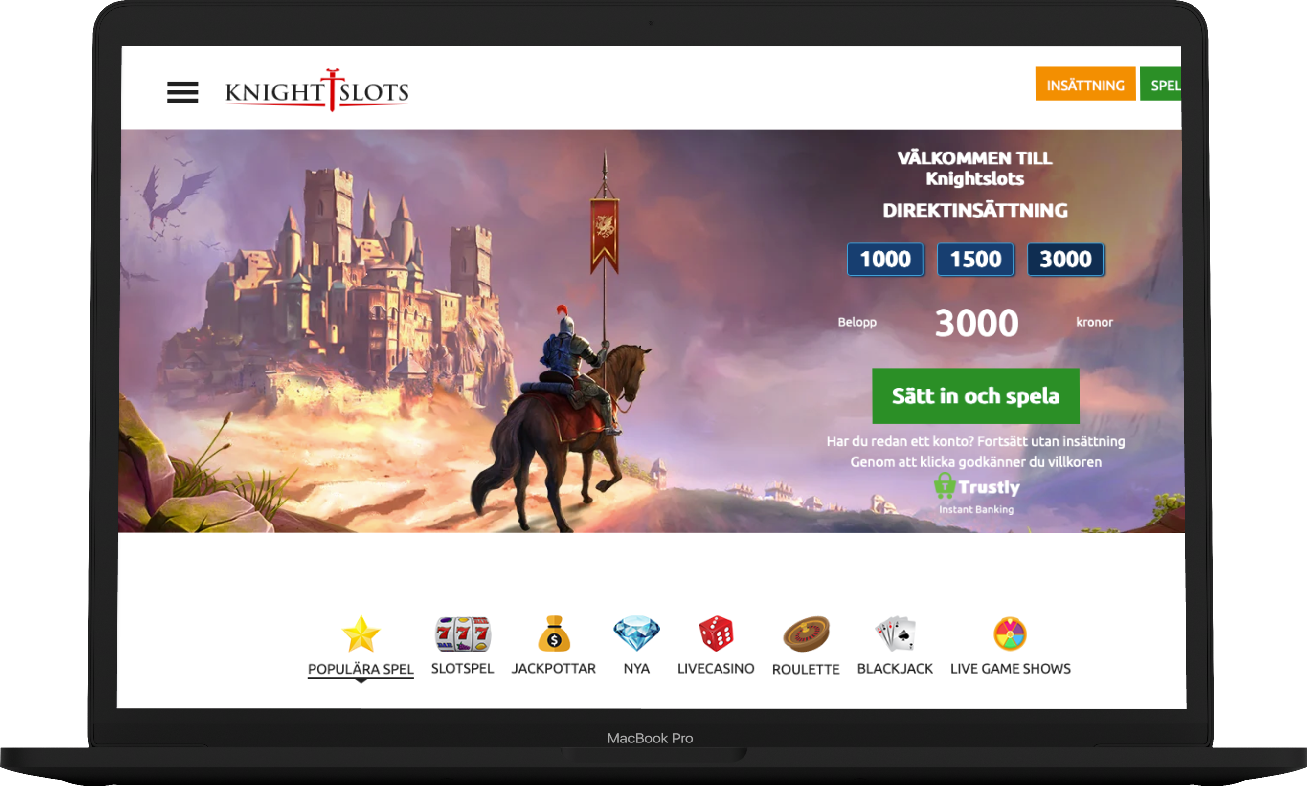 Knightslots nya casino utan konto