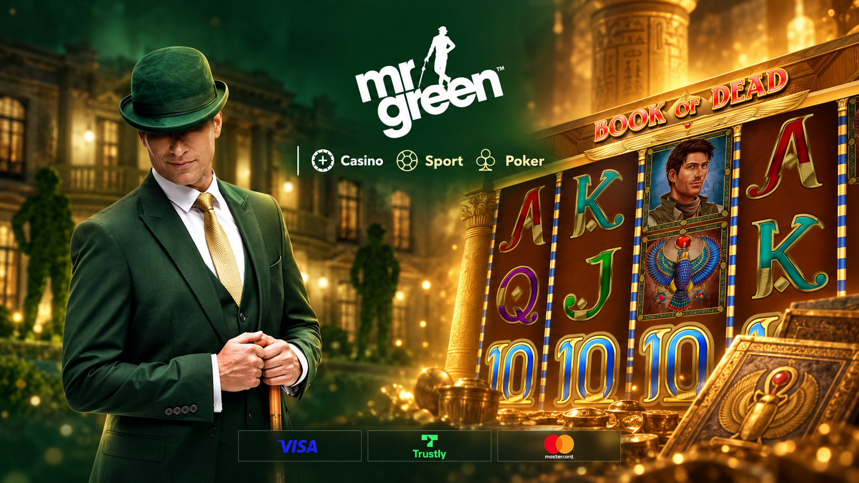 Mr Green erbjuder 100 % casinobonus och 100 freespins