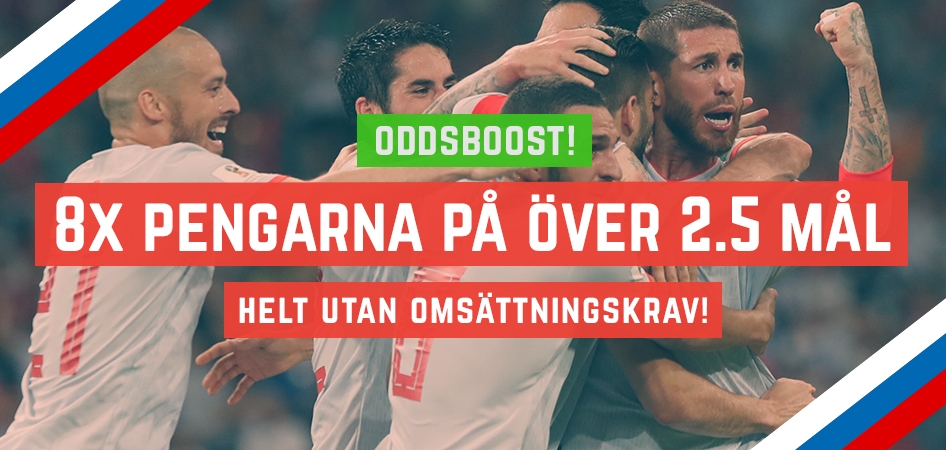 8 gånger pengarna på över 2.5 mål i matchen mellan Iran och Spanien 