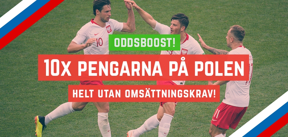10 gånger pengarna på Polen mot Colombia