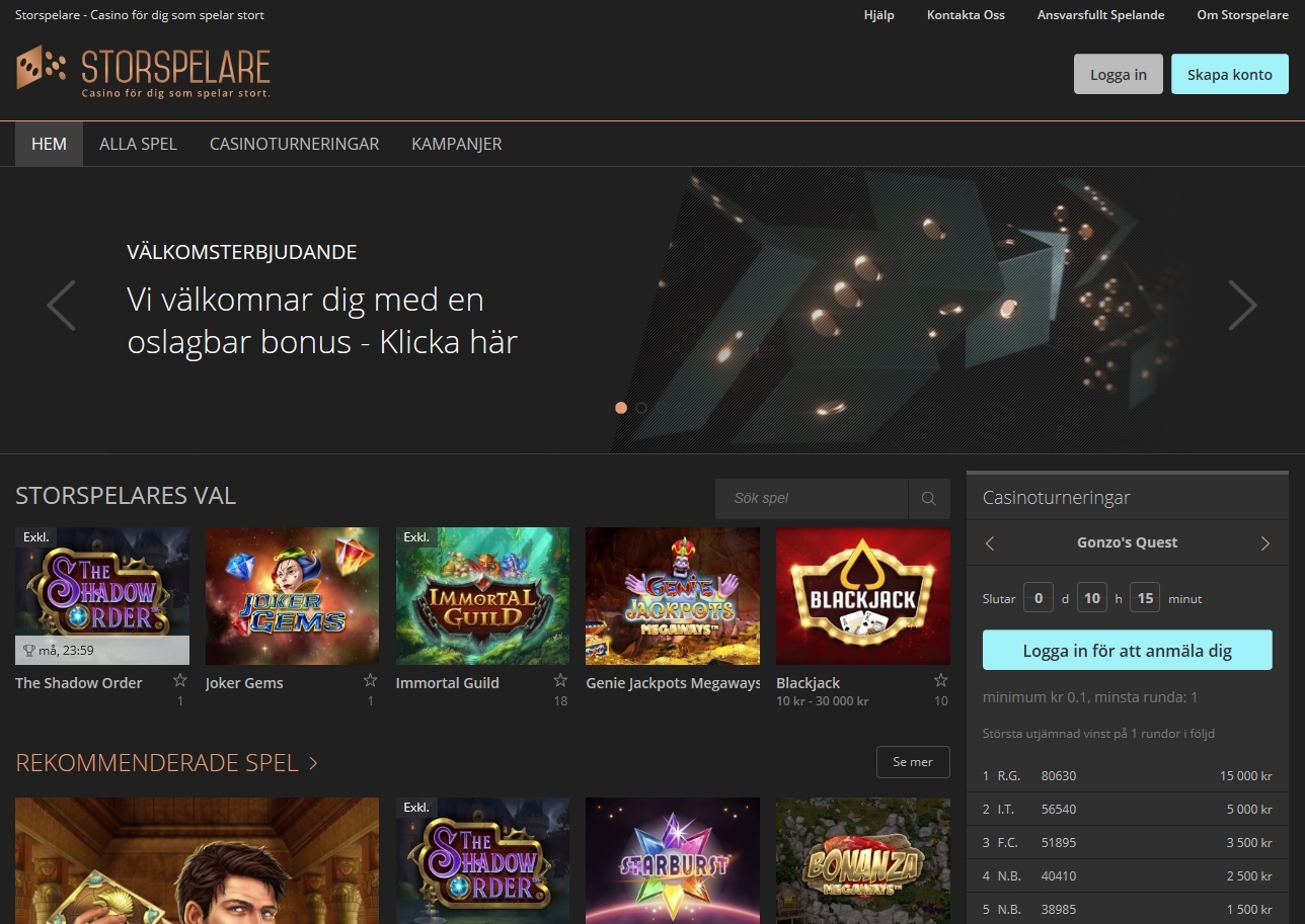 Storspelare casino hem se