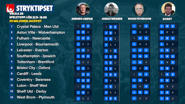 Stryktipset tips v38