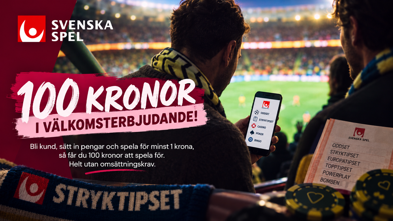 Svenska Spel lanserar nytt välkomsterbjudande: ger 100 kronor bonus
