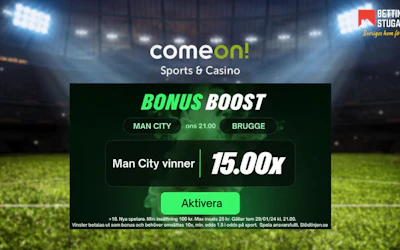 Oddsboost ComeOn Bettingstugan - Man City vs Club Brugge Champions League oddsboost kampanj