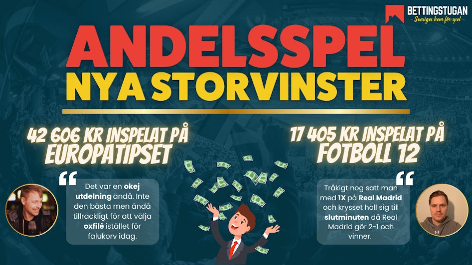Andelsspel - Bettingstugan  vinst intervju Fotboll 12 och Europatipset