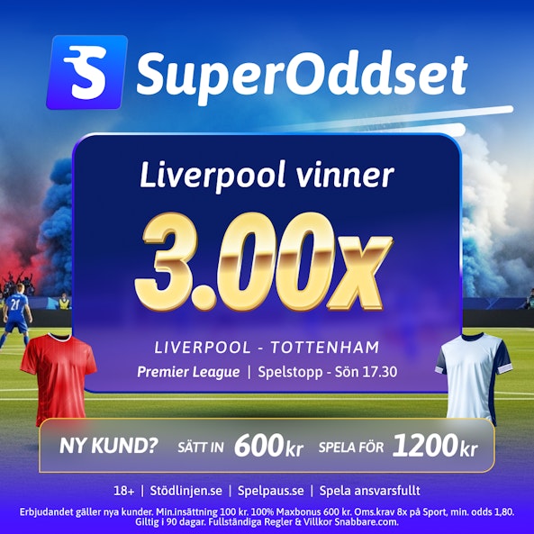 Oddsboost Liverpool Tottenham Snabbare