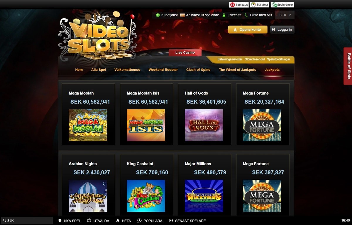 Videoslots jackpots